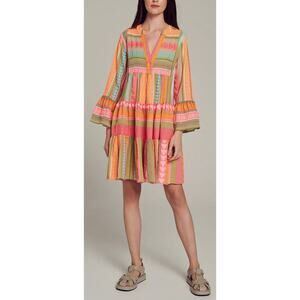 Devotion Twins Ella Short Mini Dress Multi Pink Orange Print Anthropologie XS